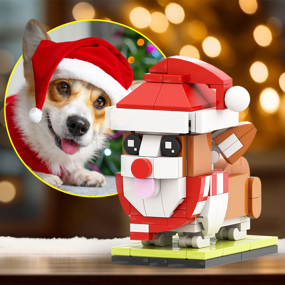 Christmas Corgi Fully Body Puppy Customizable Corgi 1 Dog Photo Custom Brick Figures Small Particle Block Brick Me Figures Customized Corgi Only