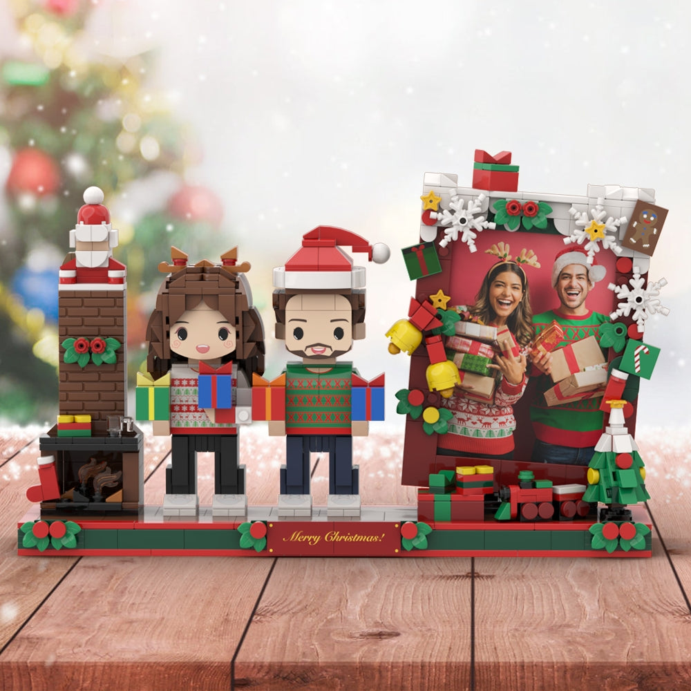 Christmas Gift For Couples Round Face Fully Body Customizable 2 People Custom Brick Figures