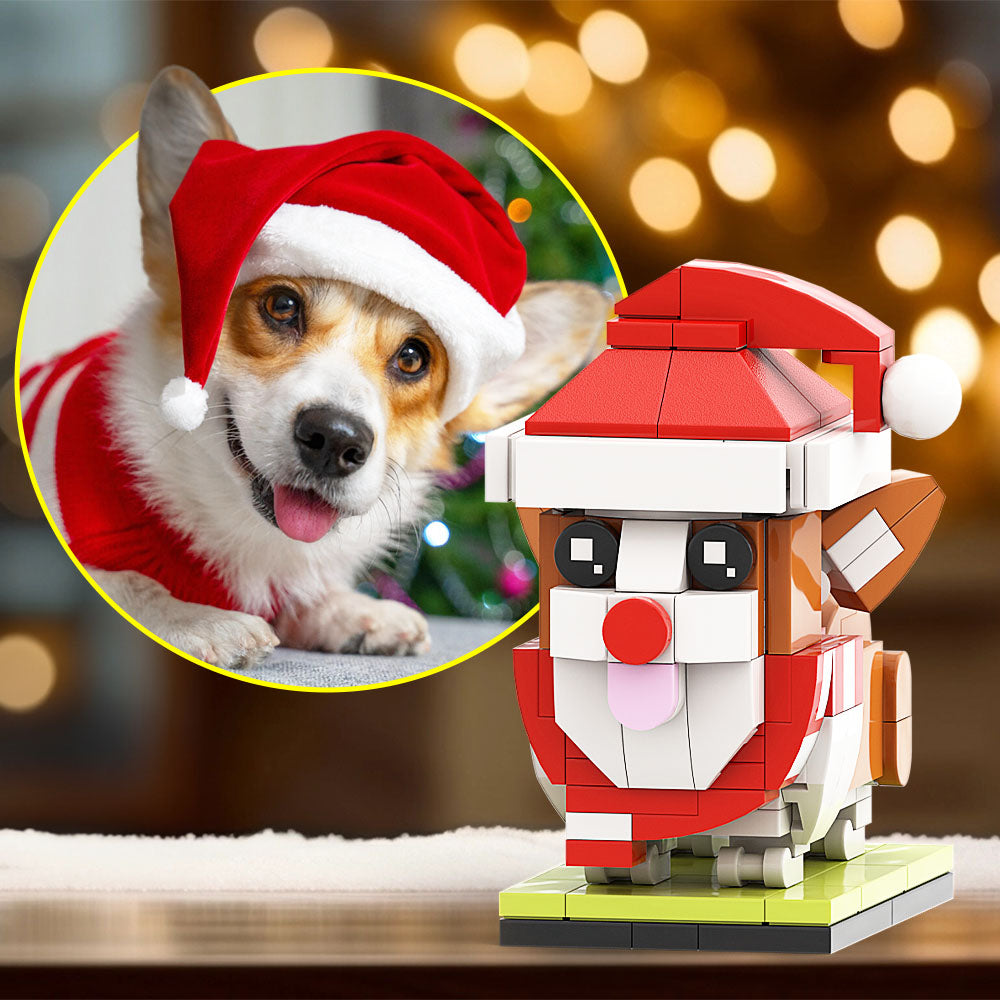 Christmas Corgi Fully Body Puppy Customizable Corgi 1 Dog Photo Custom Brick Figures Small Particle Block Brick Me Figures Customized Corgi Only